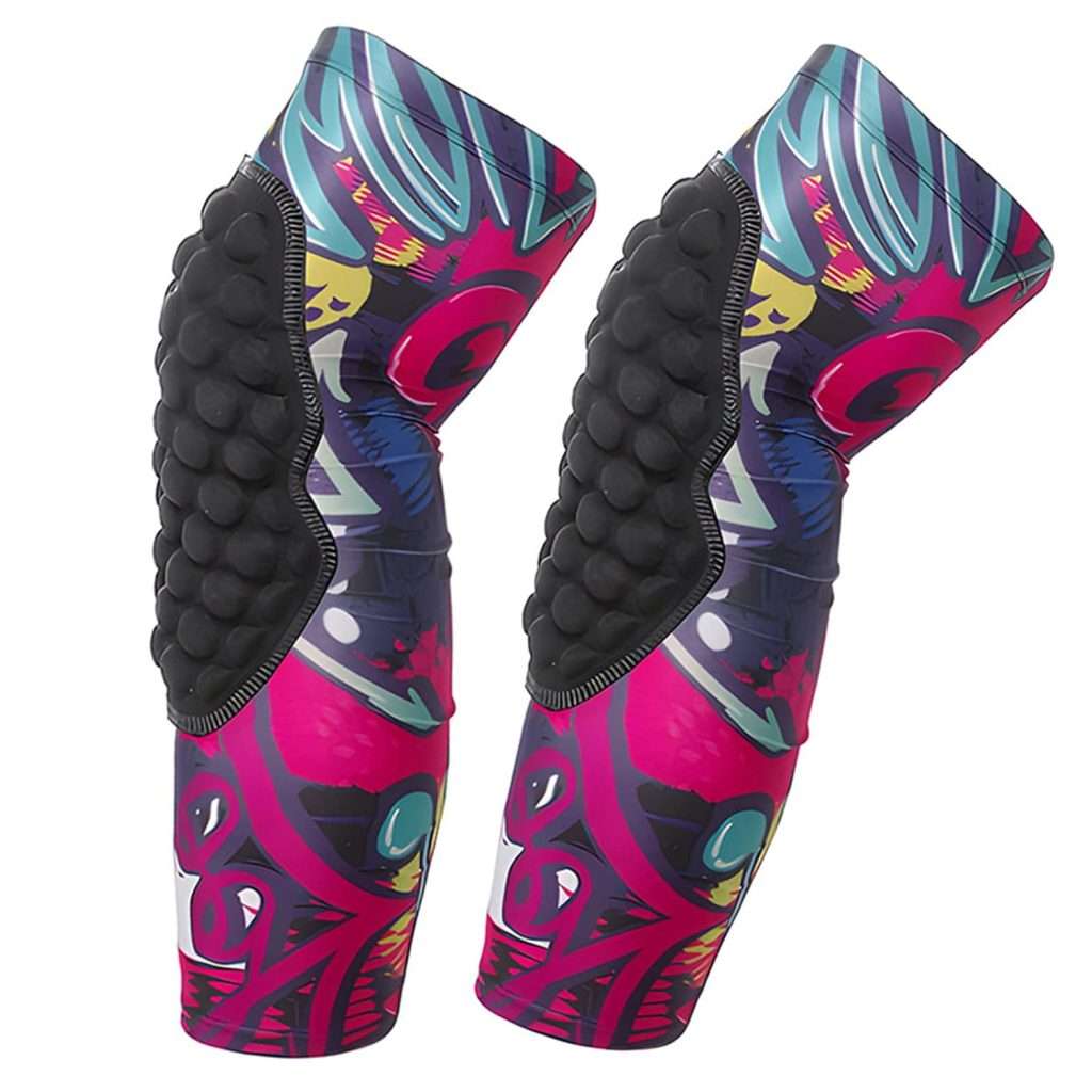 Youth Kids Long Knee Support Sleeves for Volleyball, Baseball, Football, Wrestling, Sports Running, 1 Pair Pink YL