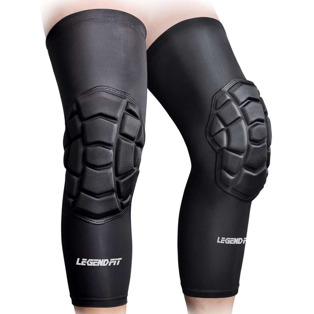 Wrestling Long Knee Pads for Kids Youth Adults Padded Compression Leg Sleeves for Basketball Football Volleyball 2 PCS