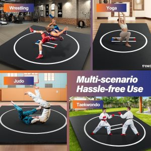 10' x 10' -10' x 6.5' Wrestling Mat for Home Black Jiu Jitsu Wrestling Mats Durable Judo Mats for BJJ MMA Training Roll-Up Design Wrestling Mat for Grappling Martial Art Boxing Judo - 8