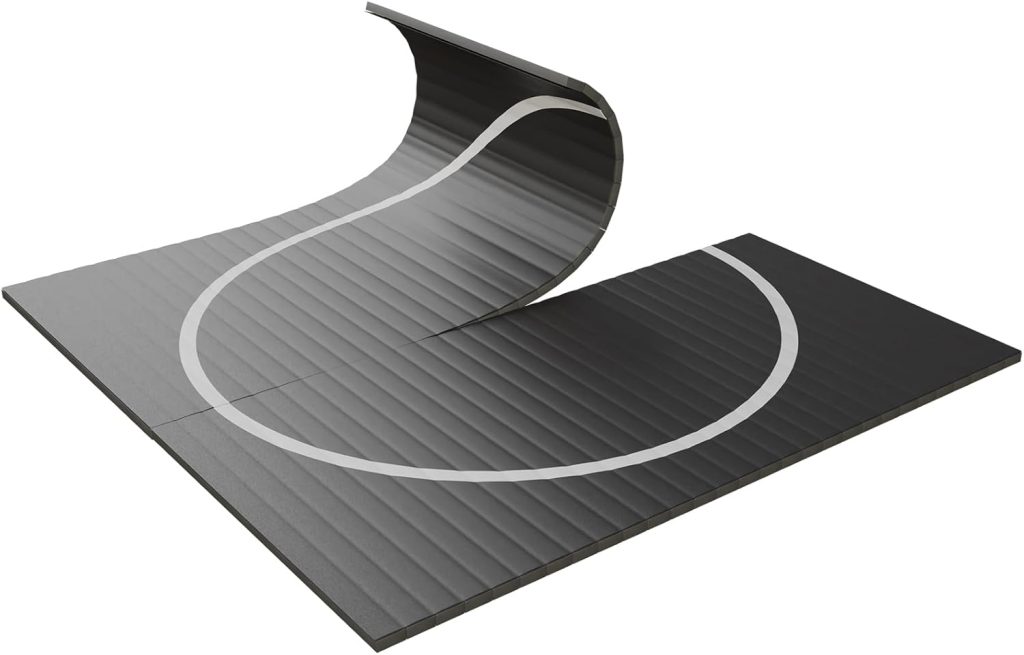 10’x10′ Flexi-Roll Wrestling Mat, 1.25″ Thick BJJ Judo MMA Jiu Jitsu Yoga Martial Arts Mat for Home Gym & Training