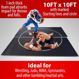 Gold Medal Sports 10' x 10' Wrestling Mat, Jiu Jitsu BJJ Mats, Wrestling Mats, Martial Arts Thick Mats for Home, Judo Tatami Wrestling, Flexi Roll - 8