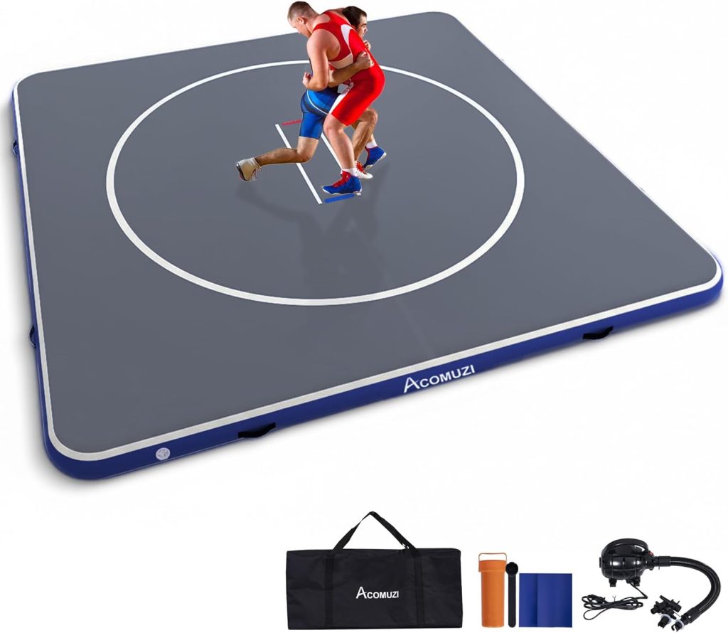 Inflatable Wrestling Mat 13FT/10FT/5FT, Portable Jiu Jitsu Mats Wrestling Mat for Home, Outdoor or Indoor Training Mat for Water Yoga, Gymnastics, Gray