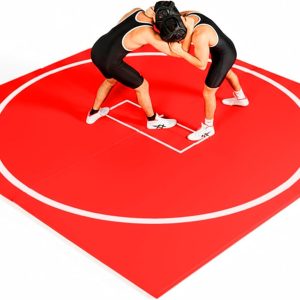 VELOVA Wrestling Mat BJJ Martial Arts Karate Boxing Judo MMA Jiu Jitsu Mats for Practice or At Home Gym, 9x9 Feet Shock Absorbing Grappling Sparring Thick Folding Matt Wrestling Gifts Men Boys - 1