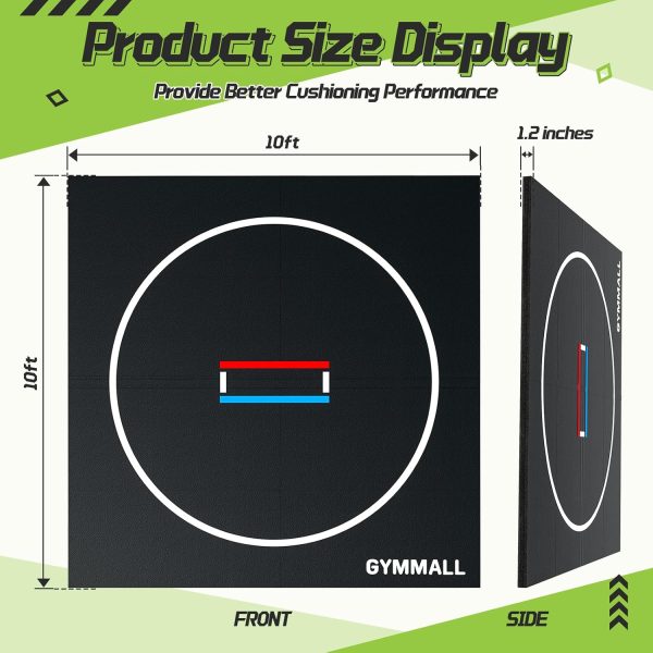 Wrestling Mat 10'x10'/6.6'x10' for Home Outdoor Indoor, 1.2