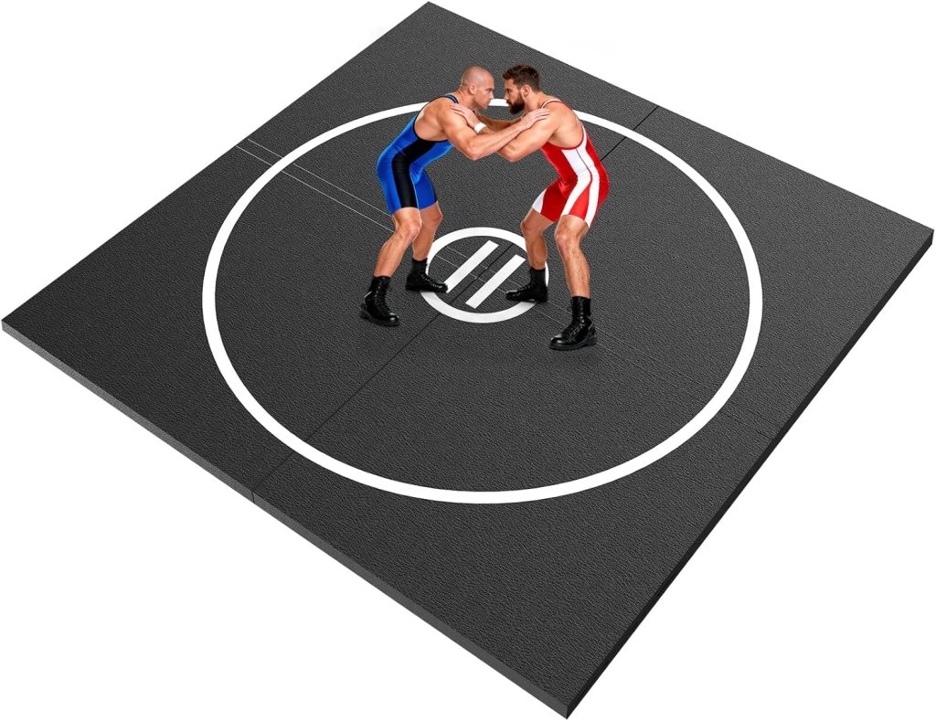 Wrestling Mat Large 10ft for Home Workout, High-Density XPE Foam Training Mat for MMA Exercise Yoga, 1.2inch Thicken Folding Gym Mat for Tumbling Grappling Boxing Taekwondo Cheerleading