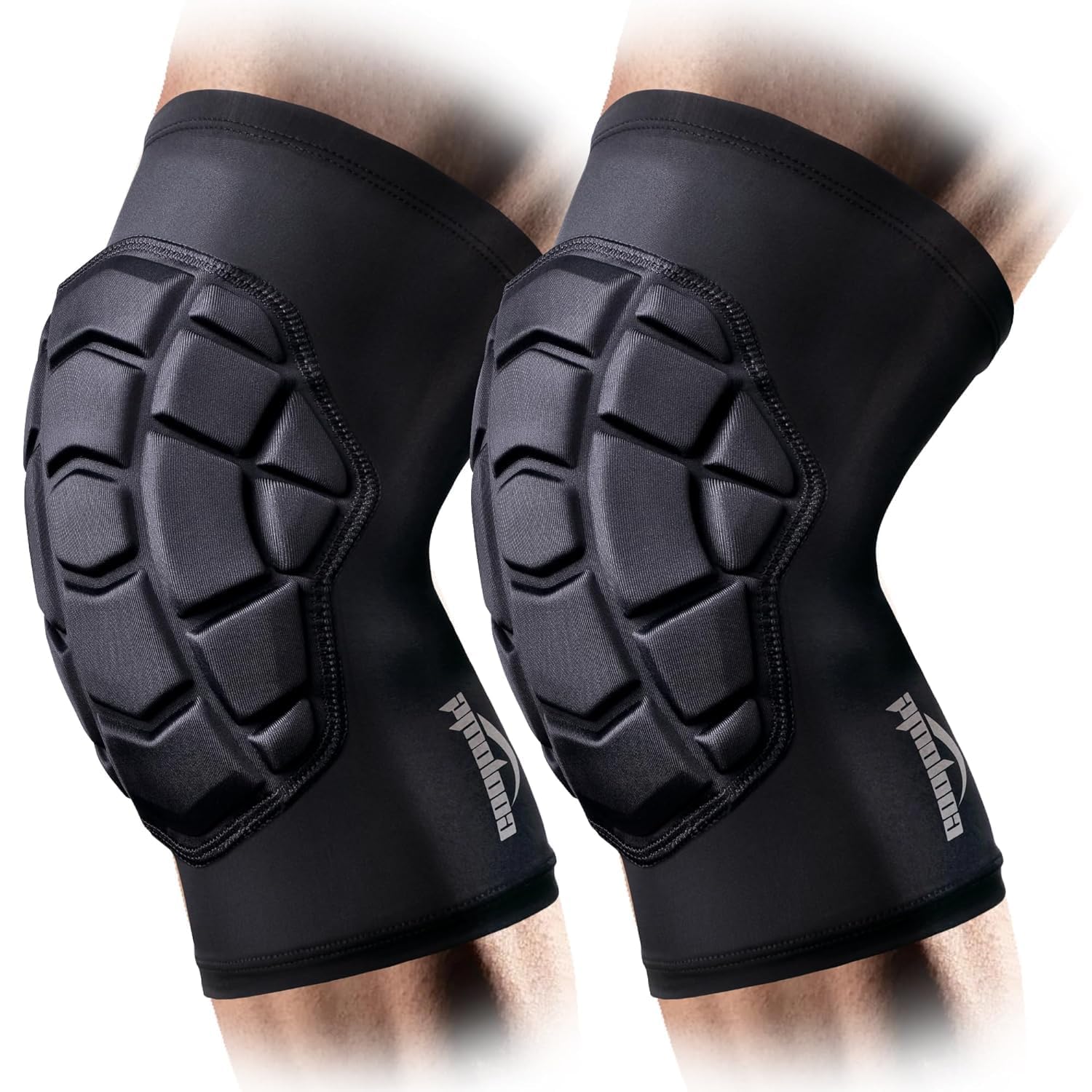 COOLOMG Protective Knee Pads for Wrestling Basketball Football Volleyball Youth Kids Adult Knee Compression Sleeves Black M - 1