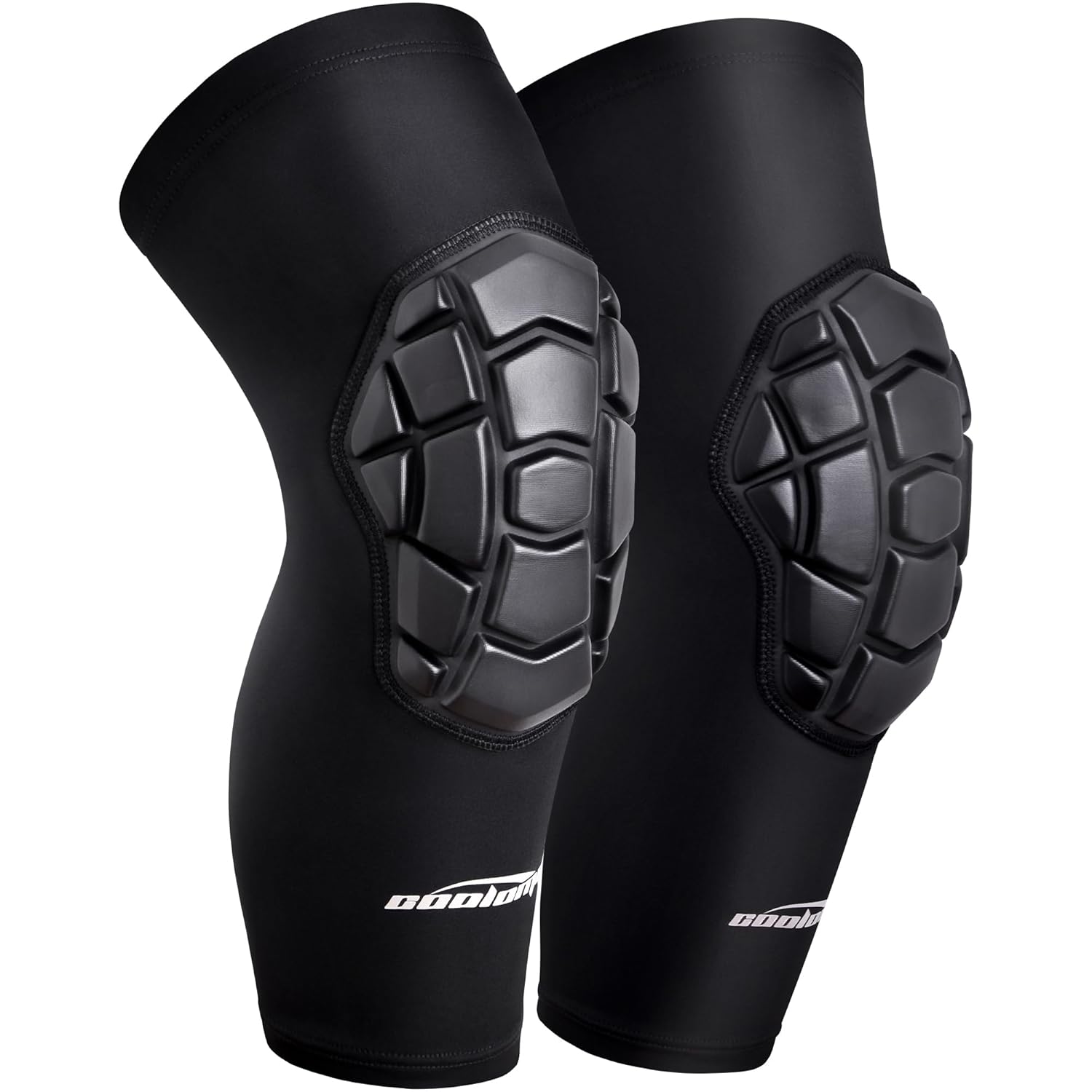 COOLOMG Wrestling Knee Pads for Youth & Adults, Padded Compression Sleeves for Basketball, Volleyball, Sports, Knee Protection Black L - 1