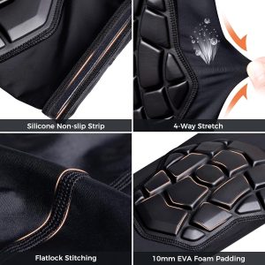 COOLOMG Wrestling Knee Pads for Youth & Adults, Padded Compression Sleeves for Basketball, Volleyball, Sports, Knee Protection Black L - 3