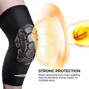 COOLOMG Wrestling Knee Pads for Youth & Adults, Padded Compression Sleeves for Basketball, Volleyball, Sports, Knee Protection Black L - 4
