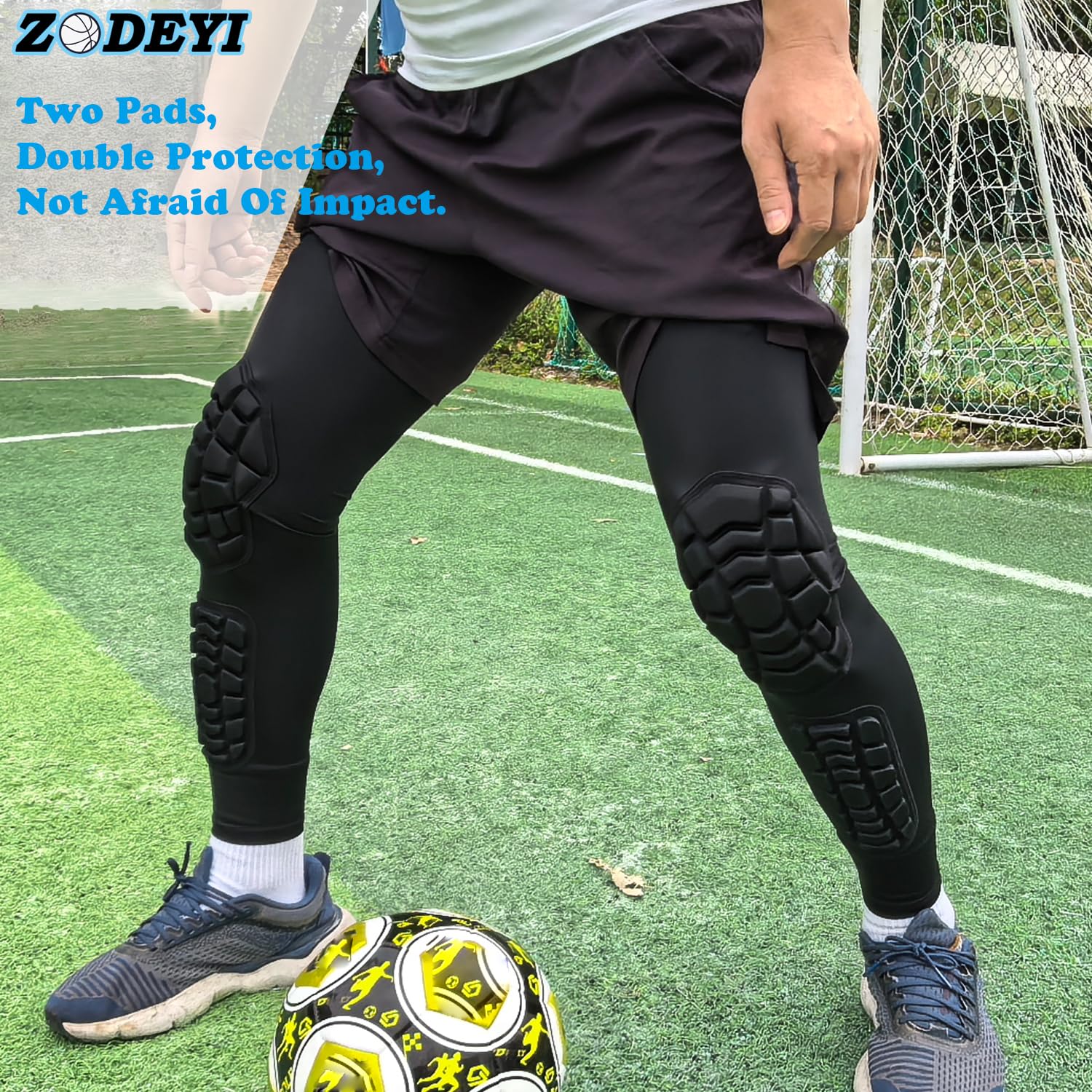 Wrestling Knee Pads Compression Leg Sleeve with Knee Pad and Calf Pad, 1 Pair Knee Sleeve with Shin Guards Shin Pads for Football, Baseball, Rugby, Lacrosse - 2