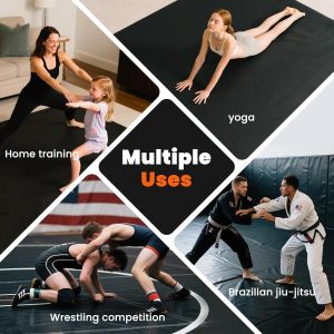 5x10-10x10-8x8 Wrestling Mat for Home - In Home Wrestling Mat, Foam Jiu Jitsu Mats, Rollout Wrestling Mats for Kids, Folding Training Mats for BJJ, Grappling, Martial Arts, Boxing, MMA - 2