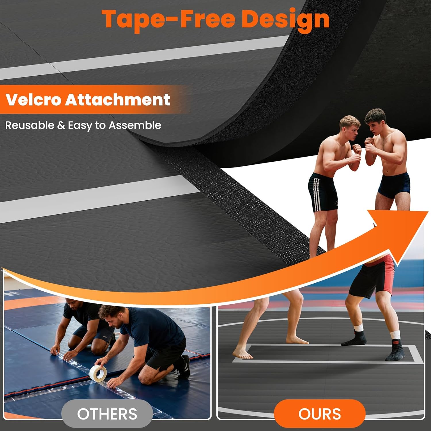 5x10-10x10-8x8 Wrestling Mat for Home - Roll Up Wrestling Mats for Kids, Foam Jiu Jitsu Mats,In Home Wrestling Mat, Folding Exercise Mats for BJJ, Grappling, Martial Arts, Boxing, MMA - 3