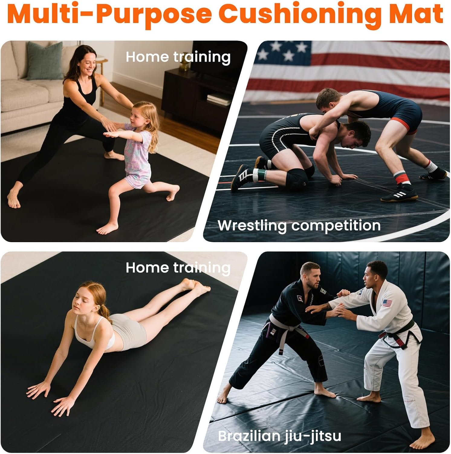 5x10-10x10-8x8 Wrestling Mat for Home - Roll Up Wrestling Mats for Kids, Foam Jiu Jitsu Mats,In Home Wrestling Mat, Folding Exercise Mats for BJJ, Grappling, Martial Arts, Boxing, MMA - 5