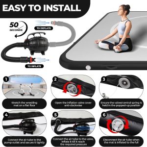 FAHKNS Inflatable Wrestling Mat for Home,10x10FT 4 Thick Jiu Jitsu Mats,Waterproof PVC Mat for Yoga,Gymnastics,BJJ, MMA,Grappling,Judo,Boxing,Martial Art - 2