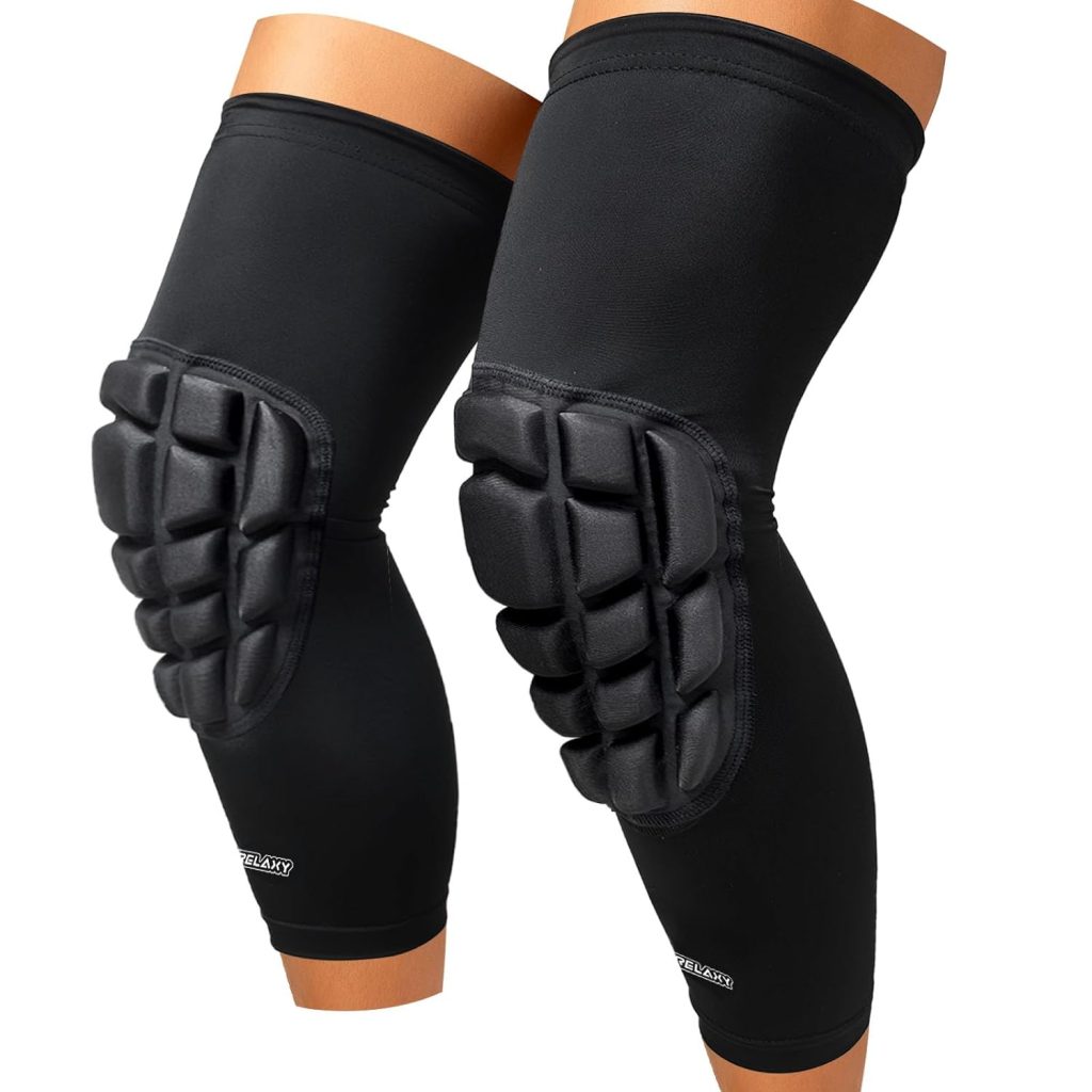 Frelaxy 3D Protective Knee Pads Compression Leg Sleeves, Padded Knee Support for Wrestling, Basketball, Volleyball, Training, Knee Protective Gear for Youth, Women & Men (1 Pair)