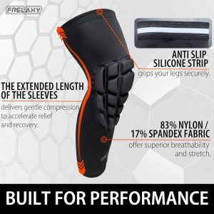 Frelaxy 3D Protective Knee Pads Compression Leg Sleeves, Padded Knee Support for Wrestling, Basketball, Volleyball, Training, Knee Protective Gear for Youth, Women & Men - 4