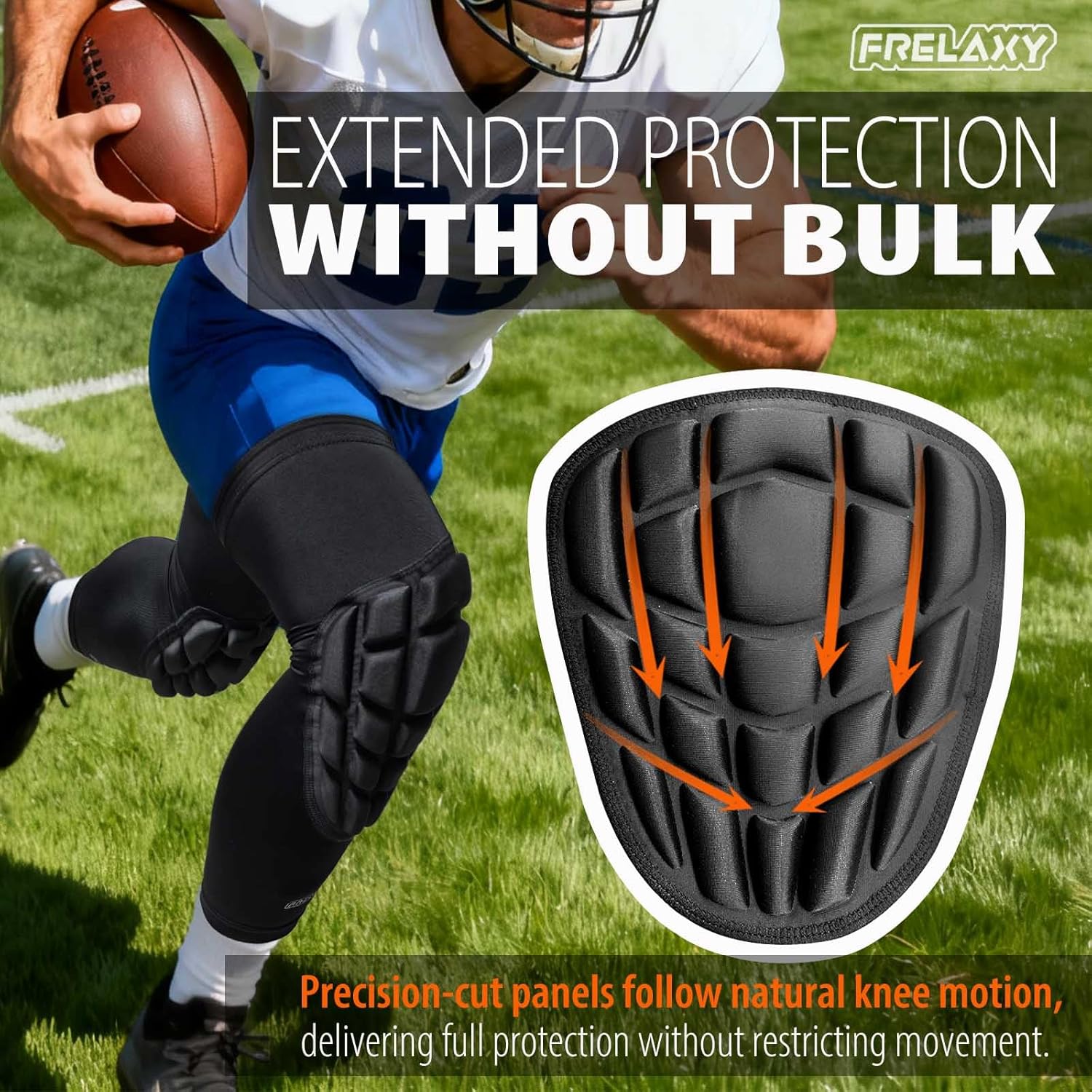 Frelaxy 3D Protective Knee Pads Compression Leg Sleeves, Padded Knee Support for Wrestling, Basketball, Volleyball, Training, Knee Protective Gear for Youth, Women & Men - 5