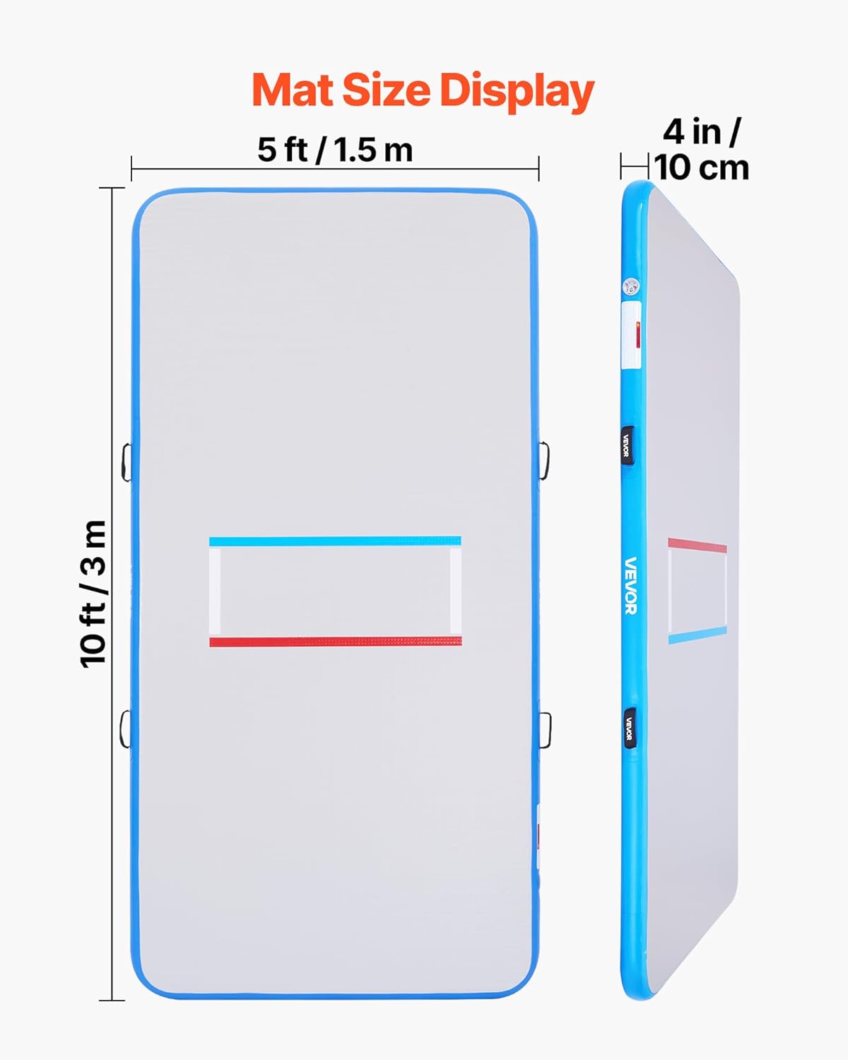 VEVOR 13ft -10ft -5ft Wrestling Mat, Martial Arts Inflatable Wrestling Mat for Home Gym Workouts Exercise, Waterproof PVC Roll-Up Training Mats for Gymnastics, Tatami, Jiu Jitsu BJJ MMA Judo, Boxing - 2