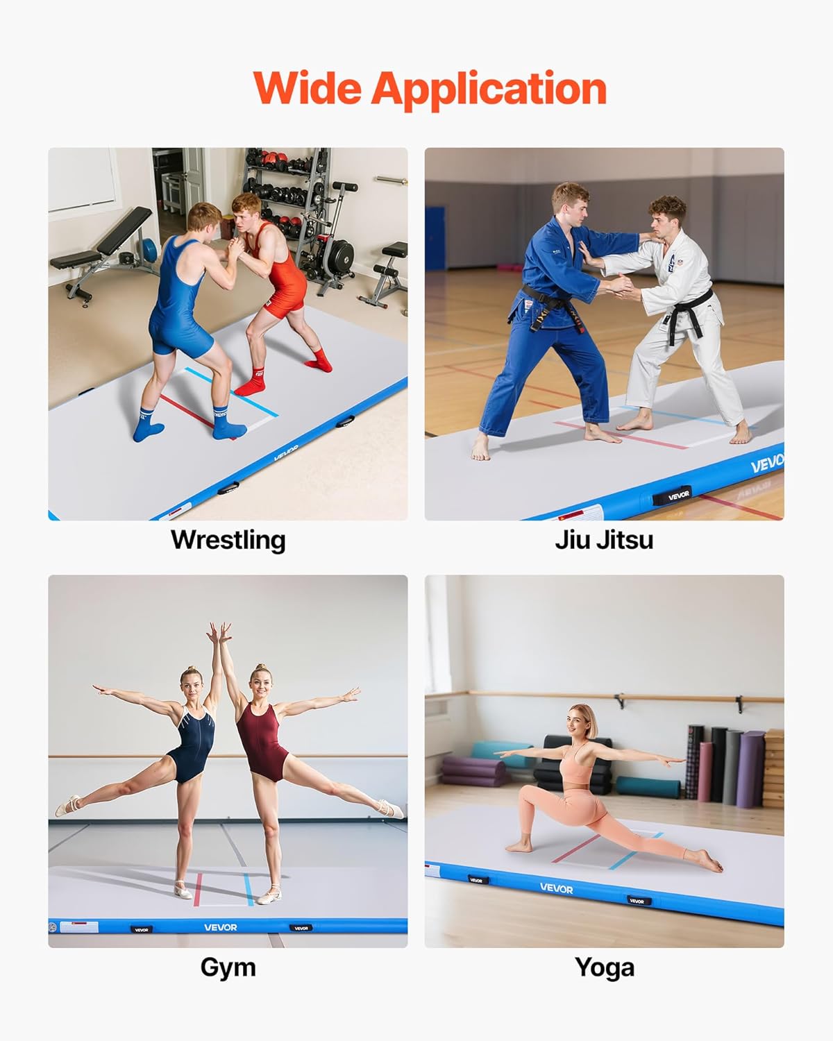 VEVOR 13ft -10ft -5ft Wrestling Mat, Martial Arts Inflatable Wrestling Mat for Home Gym Workouts Exercise, Waterproof PVC Roll-Up Training Mats for Gymnastics, Tatami, Jiu Jitsu BJJ MMA Judo, Boxing - 7