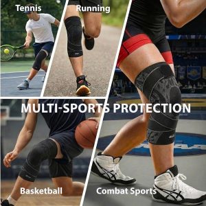Wrestling Knee Pad, BJJ Knee Sleeve with Detachable Straps – Anti-Slip Compression Brace with Full Knee Cap Protection – for BJJ, Judo, MMA, Basketball, Tennis & Running Sports. - 3