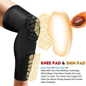 Wrestling Knee Pads Compression Leg Sleeve with Knee Pad and Calf Pad, 1 Pair Knee Sleeve with Shin Guards Shin Pads for Football, Baseball, Rugby, Lacrosse - 3
