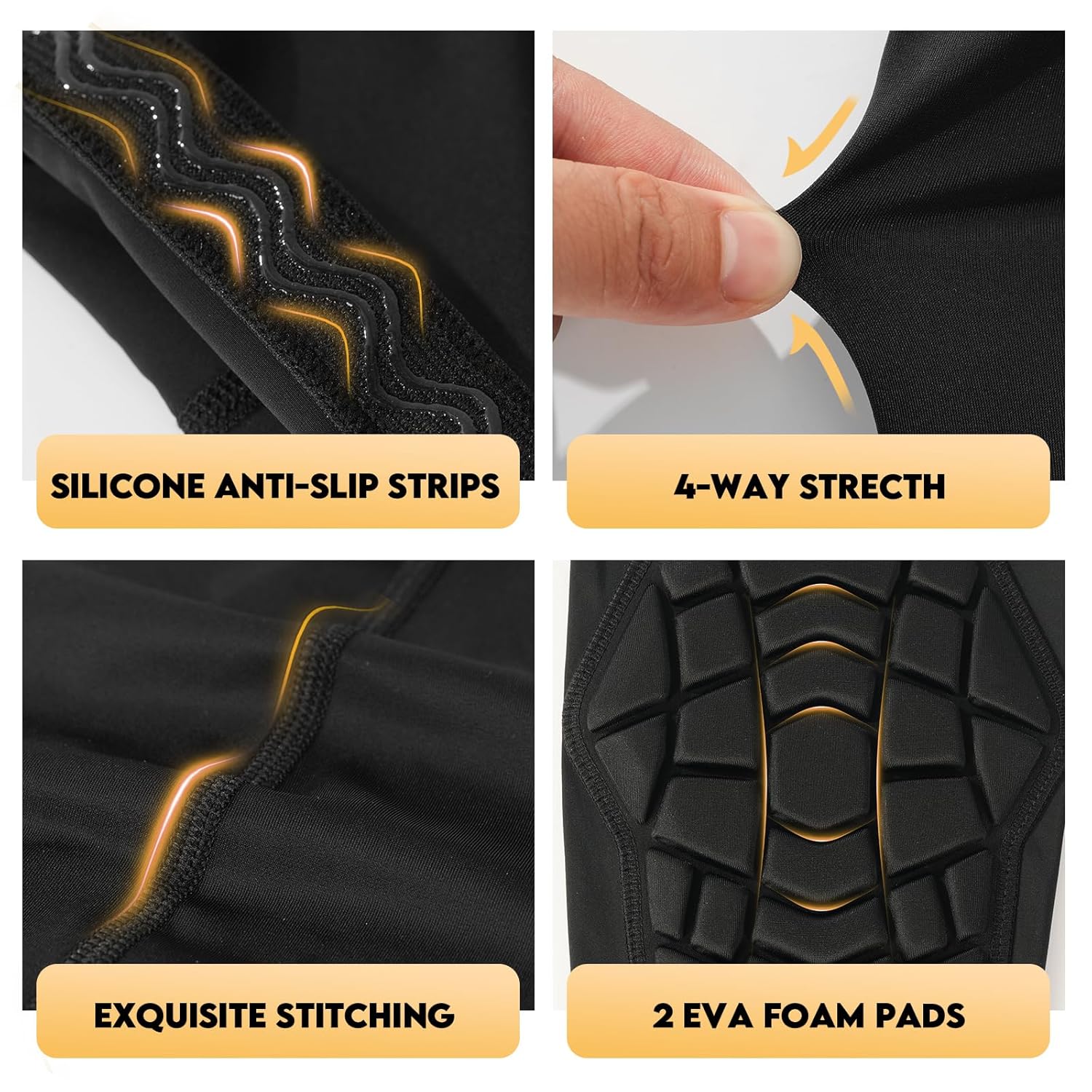 Wrestling Knee Pads Compression Leg Sleeve with Knee Pad and Calf Pad, 1 Pair Knee Sleeve with Shin Guards Shin Pads for Football, Baseball, Rugby, Lacrosse - 4