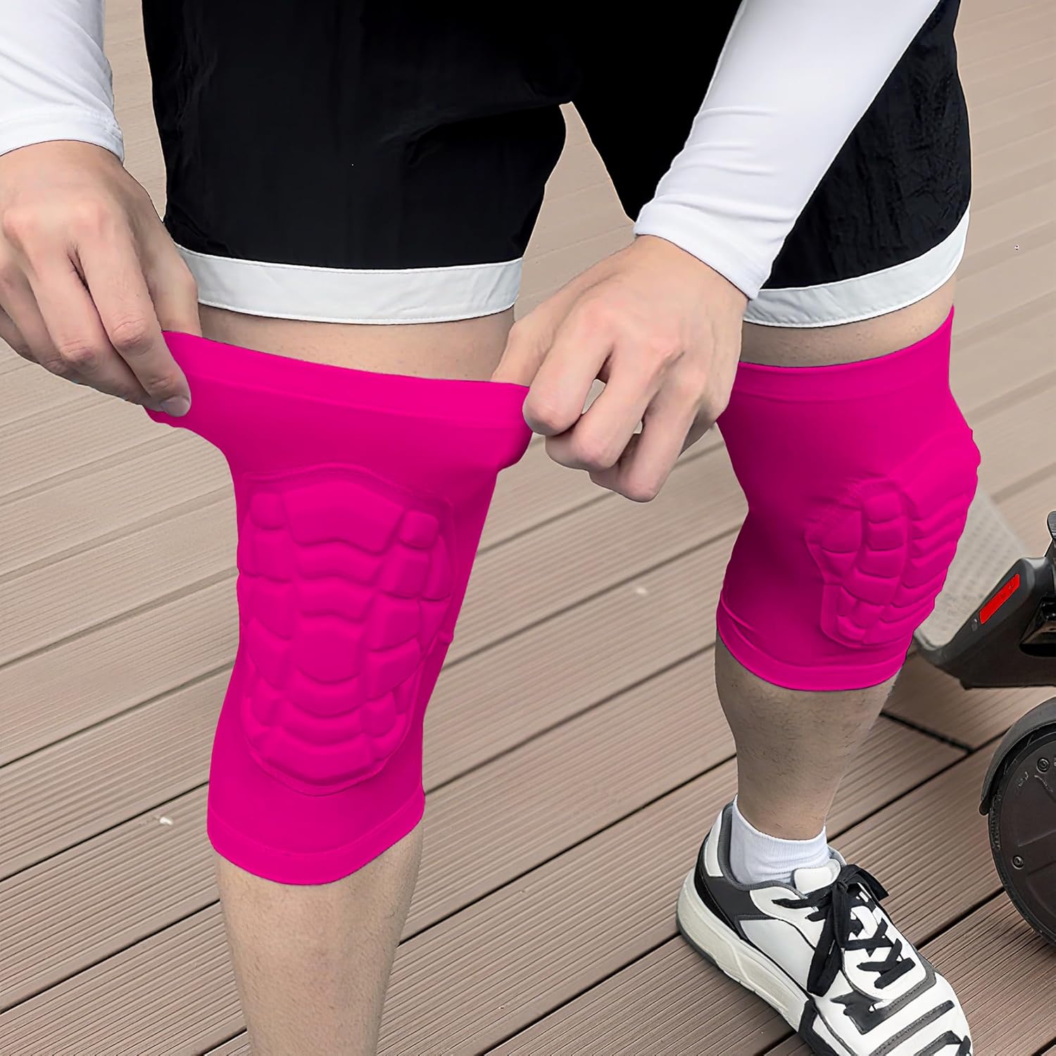 Wrestling Knee Pads for Kids Youth Adult, Knee Compression Sleeve for Basketball Volleyball Football, 1 Pair Short Knee Pads Sleeves - 5