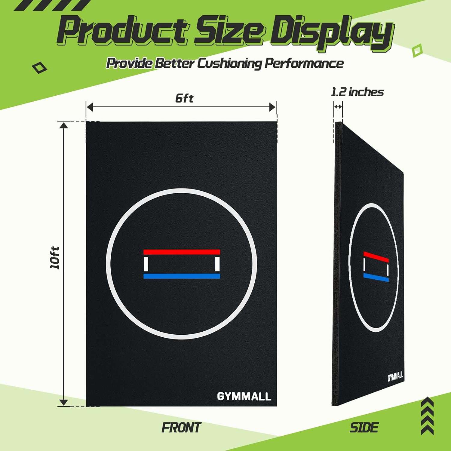 Wrestling Mat 10x10-6.6x10 for Home Outdoor Indoor, 1.2 Thick Foldable XPE Jiu Jitsu Floor Exercise Mat for Gymnastics, PE Training, BJJ, MMA, Martial Art, Grappling, Judo, Boxing, Yoga - 3