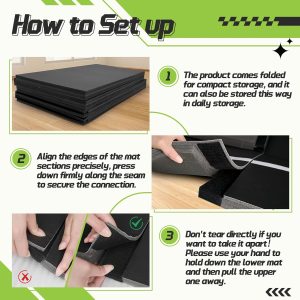 Wrestling Mat 10x10-6.6x10 for Home Outdoor Indoor, 1.2 Thick Foldable XPE Jiu Jitsu Floor Exercise Mat for Gymnastics, PE Training, BJJ, MMA, Martial Art, Grappling, Judo, Boxing, Yoga - 5