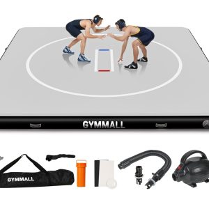 Wrestling Mat Inflatable 5FT-6.6FT-10FT-13FT-16.5FT, Foldable 4 Thick Jiu Jitsu Mats for Home Outdoor Indoor, Waterproof PVC Mat for Gymnastics, Water Yoga, PE Training, BJJ, MMA, Grappling - 1