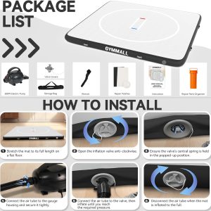 Wrestling Mat Inflatable 5FT-6.6FT-10FT-13FT-16.5FT, Foldable 4 Thick Jiu Jitsu Mats for Home Outdoor Indoor, Waterproof PVC Mat for Gymnastics, Water Yoga, PE Training, BJJ, MMA, Grappling - 2