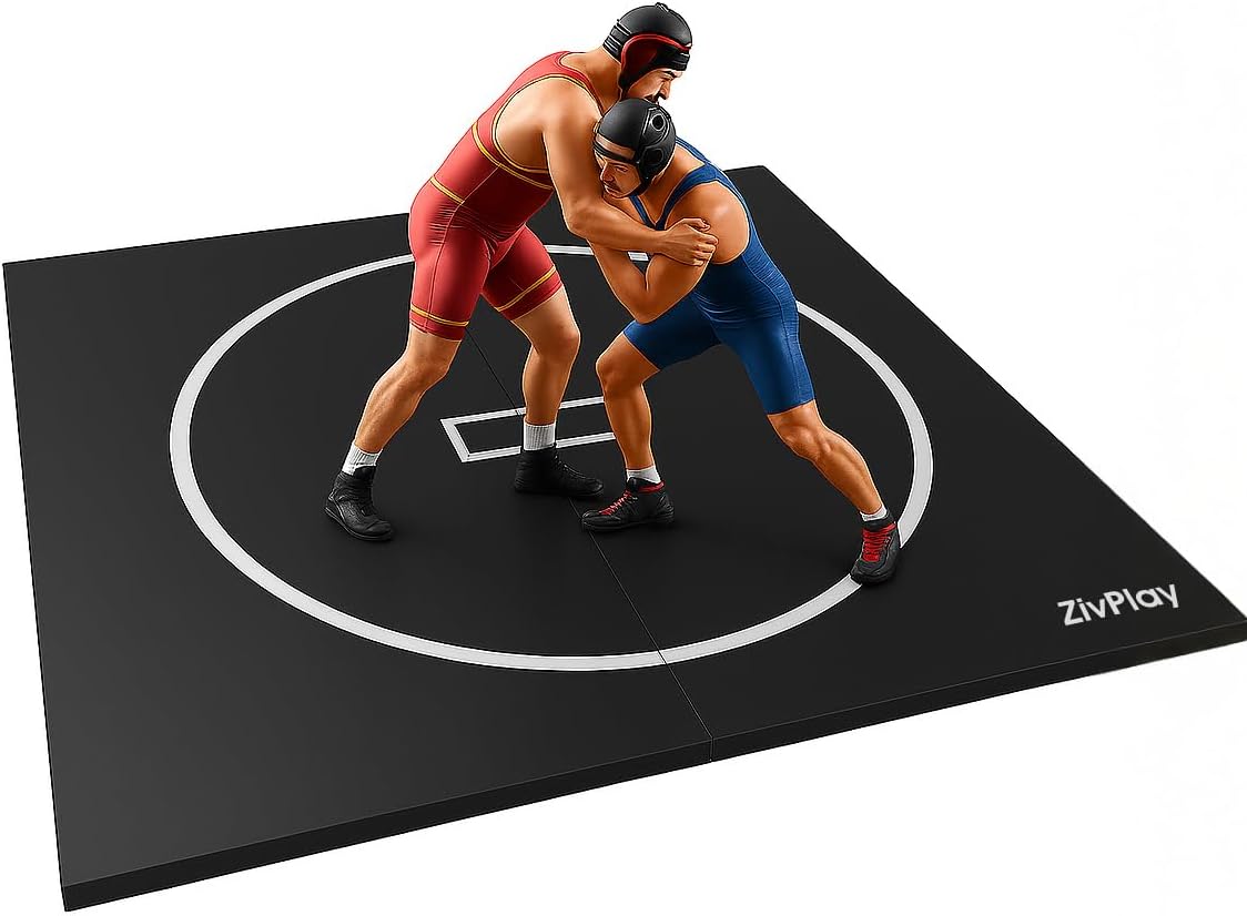 Wrestling Mat for Home 10x10 Feet MMA Mat to Practice BJJ Jiu Jitsu Judo Grappling Boxing Taekwondo with 3cm Foam Protection Antislip Waterproof Odor Control Foldable Mat Black Color - 1
