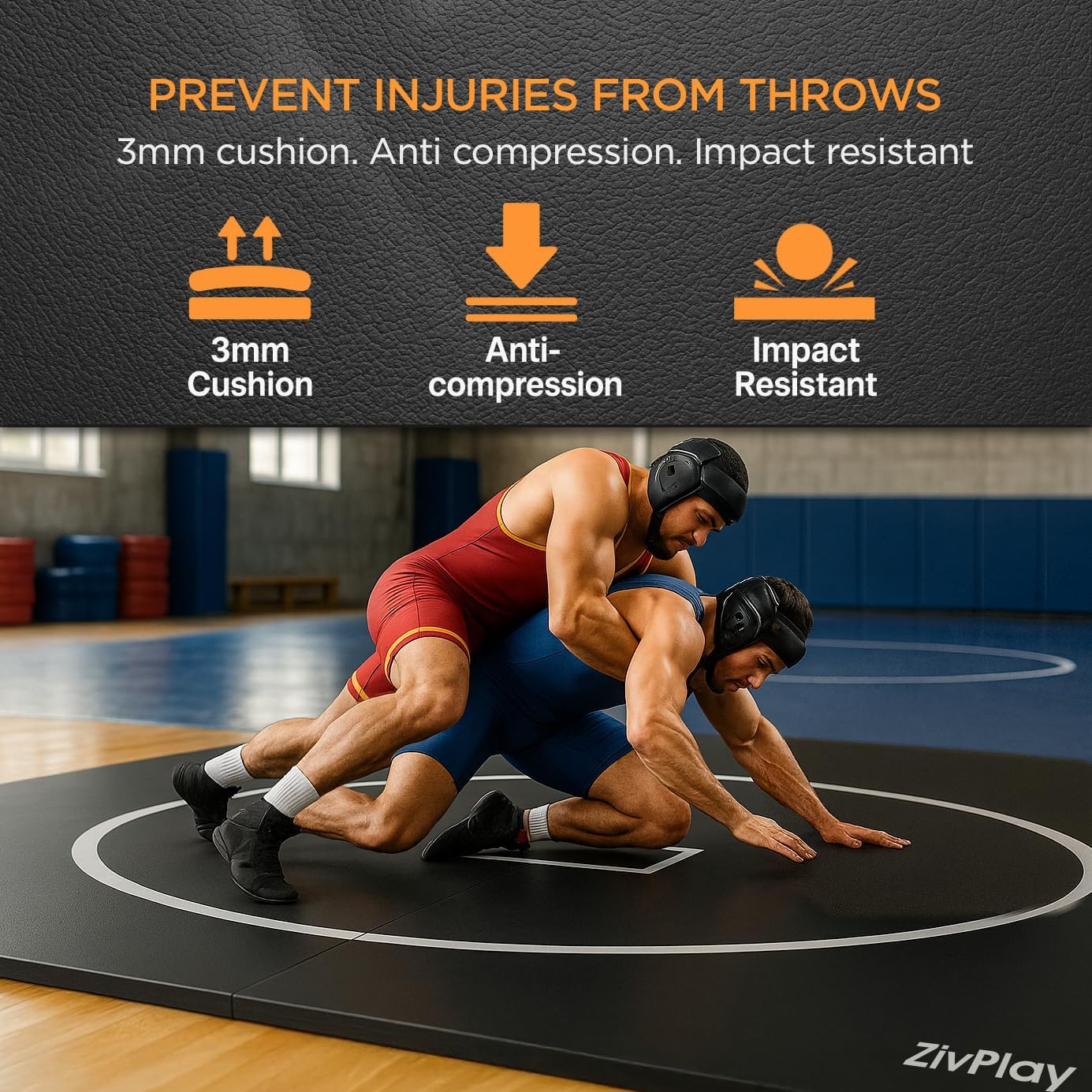 Wrestling Mat for Home 10x10 Feet MMA Mat to Practice BJJ Jiu Jitsu Judo Grappling Boxing Taekwondo with 3cm Foam Protection Antislip Waterproof Odor Control Foldable Mat Black Color - 3