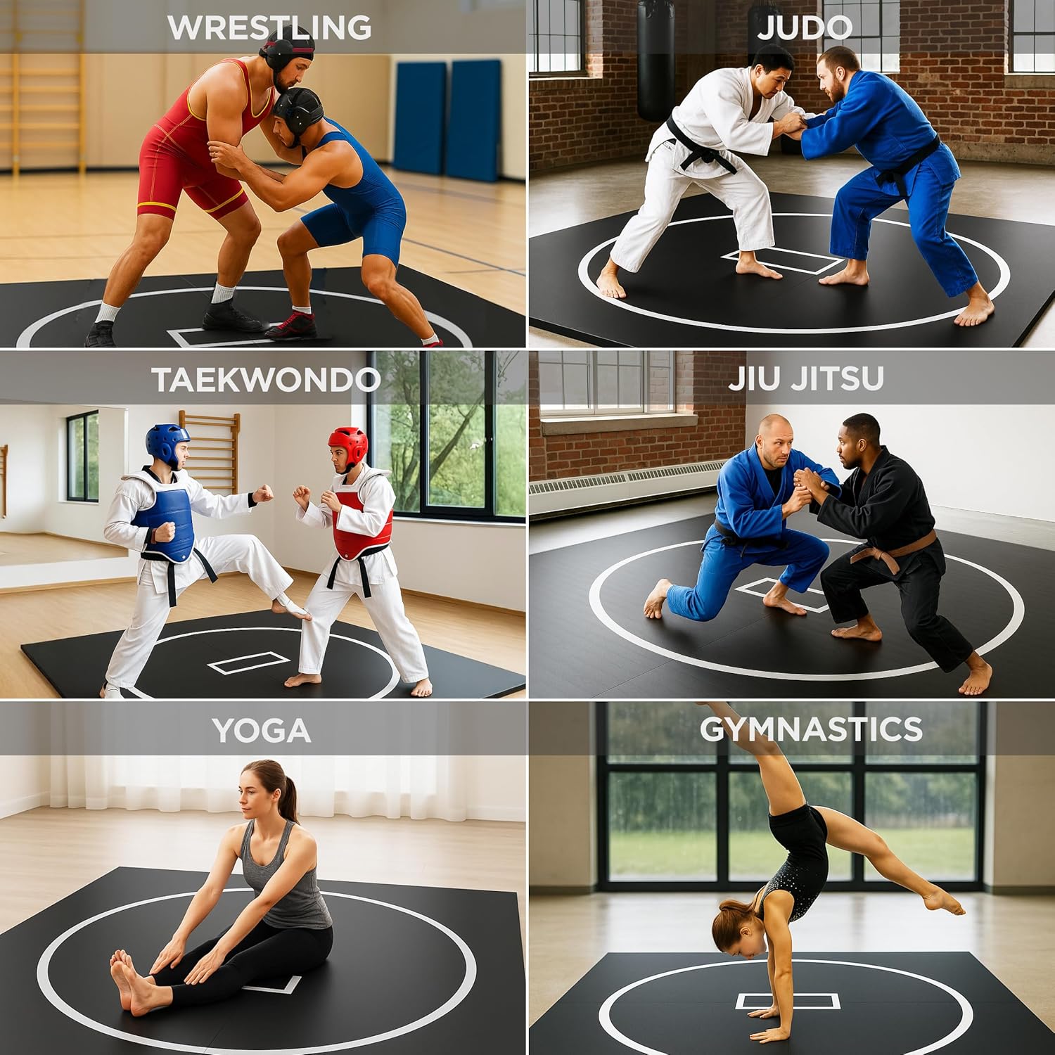Wrestling Mat for Home 10x10 Feet MMA Mat to Practice BJJ Jiu Jitsu Judo Grappling Boxing Taekwondo with 3cm Foam Protection Antislip Waterproof Odor Control Foldable Mat Black Color - 4