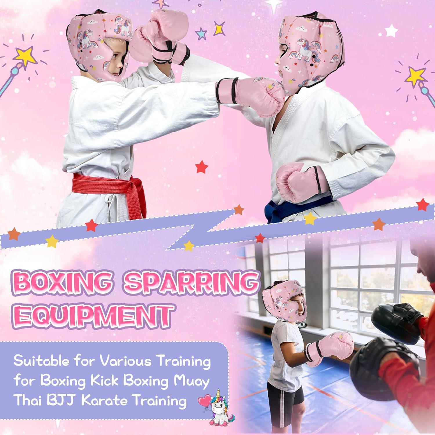 Arrowbash Boxing Headgear and Gloves Set for Kids 6oz Boxing Gloves and Wrestling Headgear Sparring Equipment for Boxing Kickboxing Muay Thai BJJ Karate Training - Image 4