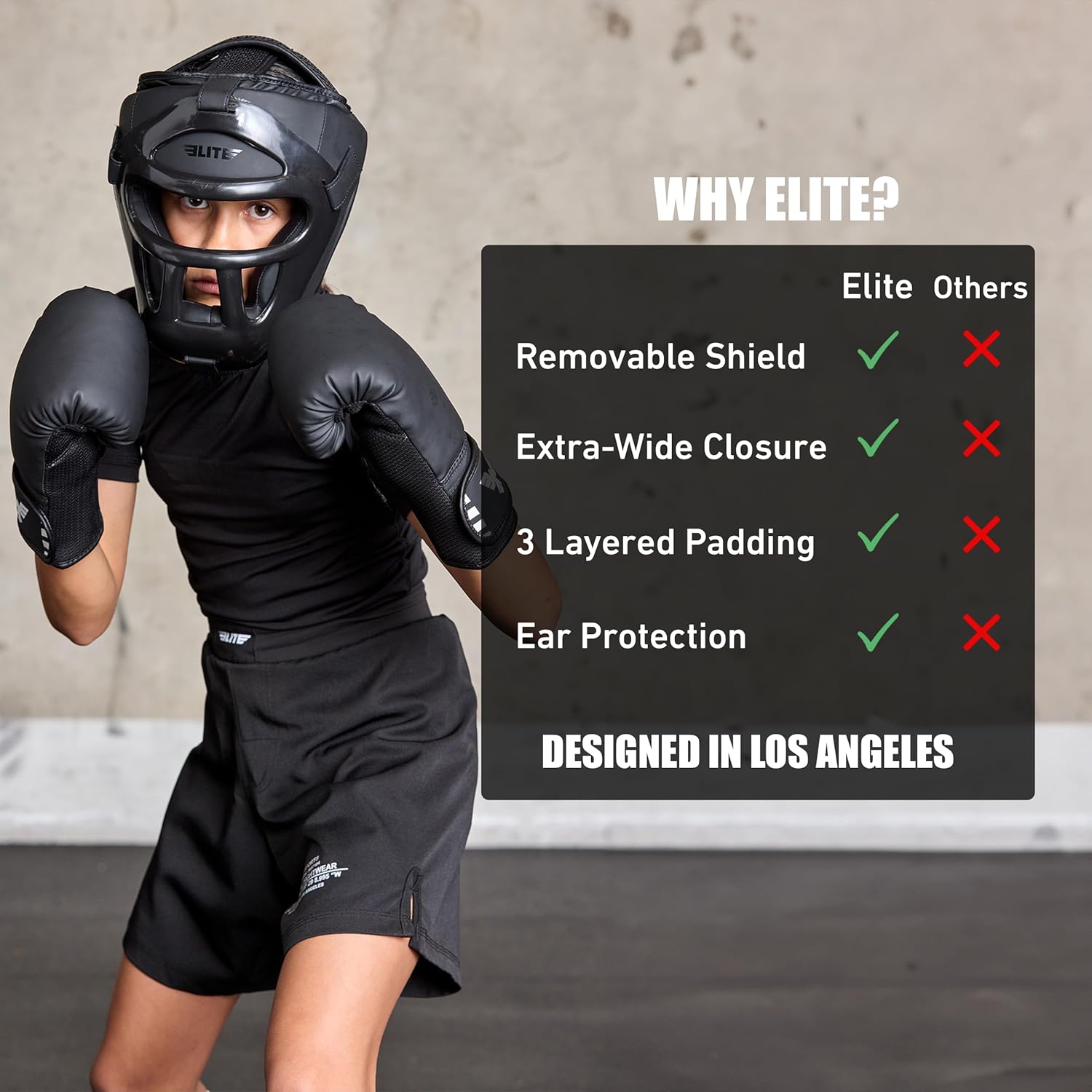 Elite Sports Best Kids Boxing Headgear Youth Wrestling Headgear for Age 4 to 13 Year MMA Kickboxing Muay Thai BJJ Karate Head Guard for Boys Girls (Black) - Image 2