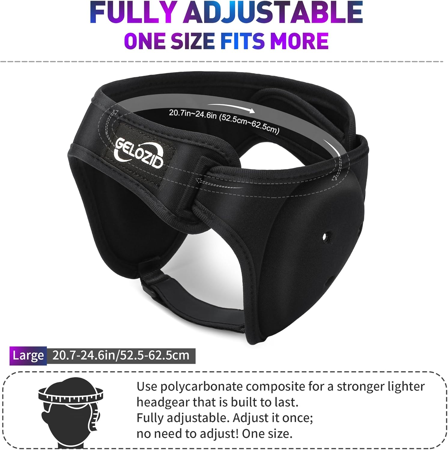 Gelozid Adjustable Wrestling Headgear for BJJ, MMA Grappling and Training, Ear Guard and Cauliflower Protection Helmet - Image 6