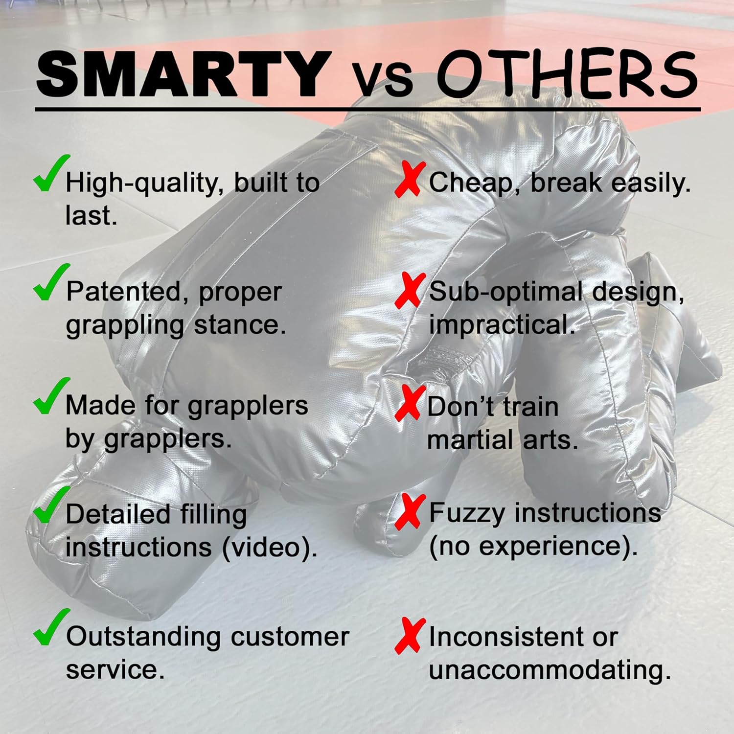 SMARTY 2.0/XL/Kid (Unfilled) Grappling Dummy for BJJ, Jiu-Jitsu, MMA, Wrestling, Martial Arts Practice, Self-Defense Training Dummies - 3 Sizes: 2.0 Adult, XL, or Kid - Image 5