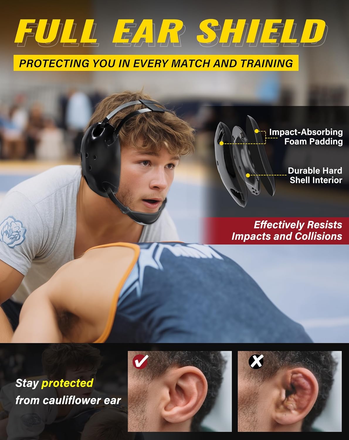 Trymaker Wrestling Headgear, Youth Wrestling Head Gear with Chin Cup, Sorf Ear Guard for MMA, Jiu-Jitsu (for Users Age 10+) - Image 5