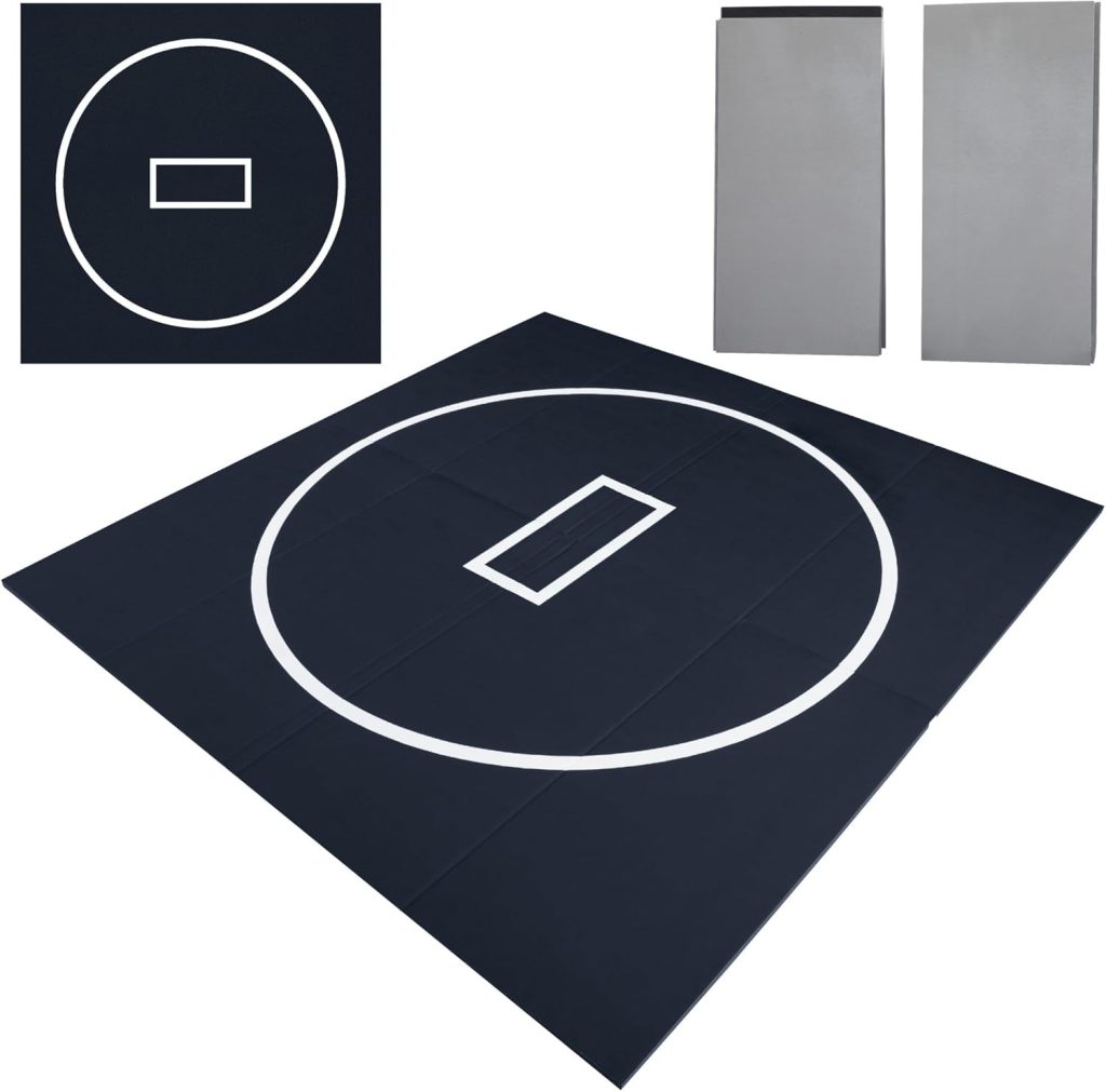 10′ x 10′ / 10′ x 6.5′ Foldable Wrestling Mat, Durable Home Training Mat for BJJ, Jiu Jitsu, Grappling, MMA, Judo, Boxing & Taekwondo, Antislip Odor Control Foam Mat