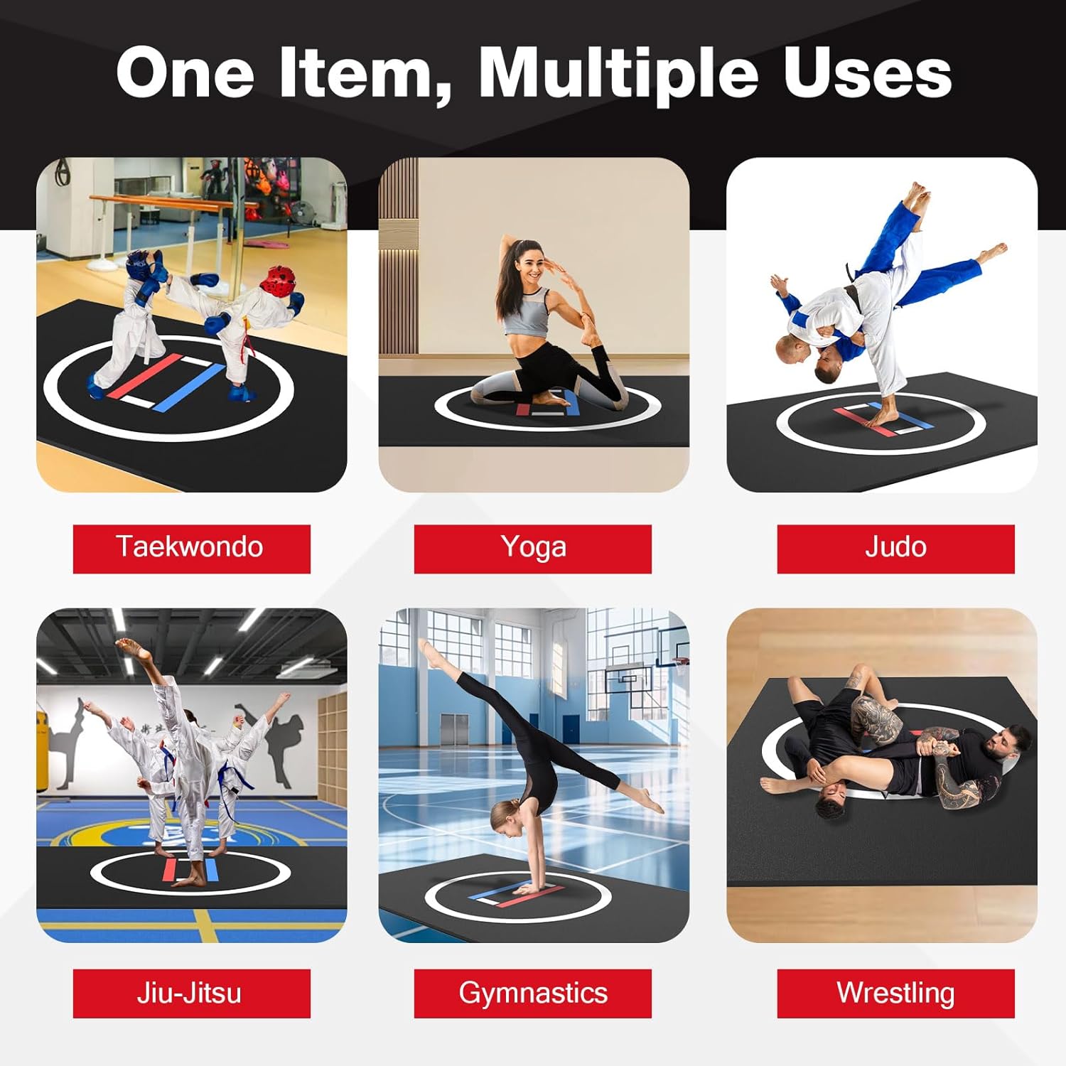 10'x10'/10'x6.6' Wrestling Mat -1.2" Thick Durable BJJ Jiu Jitsu Mats, 3-Layer Anti-Slip, Odor-Control & Waterproof Surface - Roll-up/Foldable Grappling Mat for MMA, Grappling - Image 7