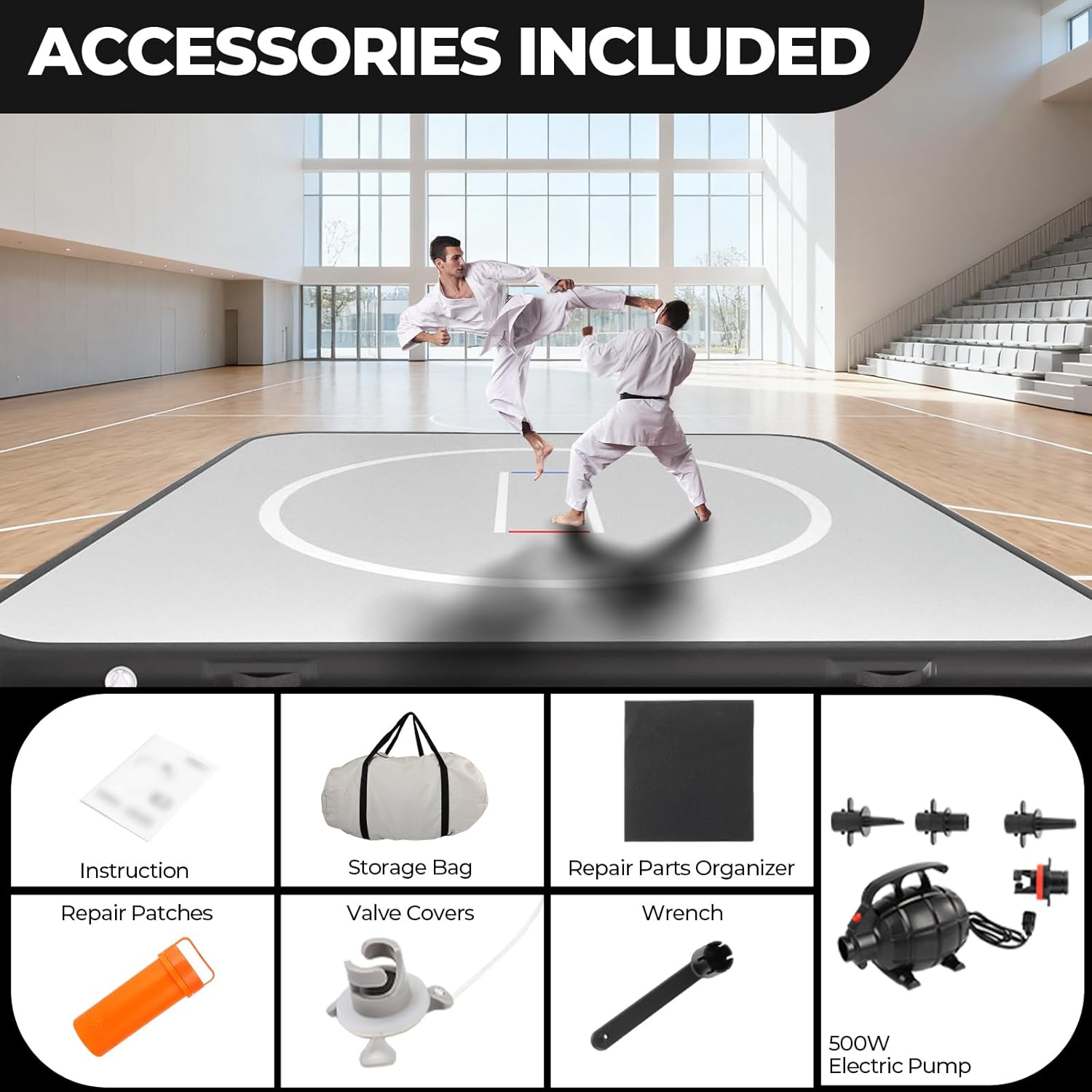 10x10FT Inflatable Wrestling Mat for Home | 4" Thick PVC Mat | Electric Air Pump | for MMA, Martial Arts, Judo, Boxing | Fast Inflation - Image 7