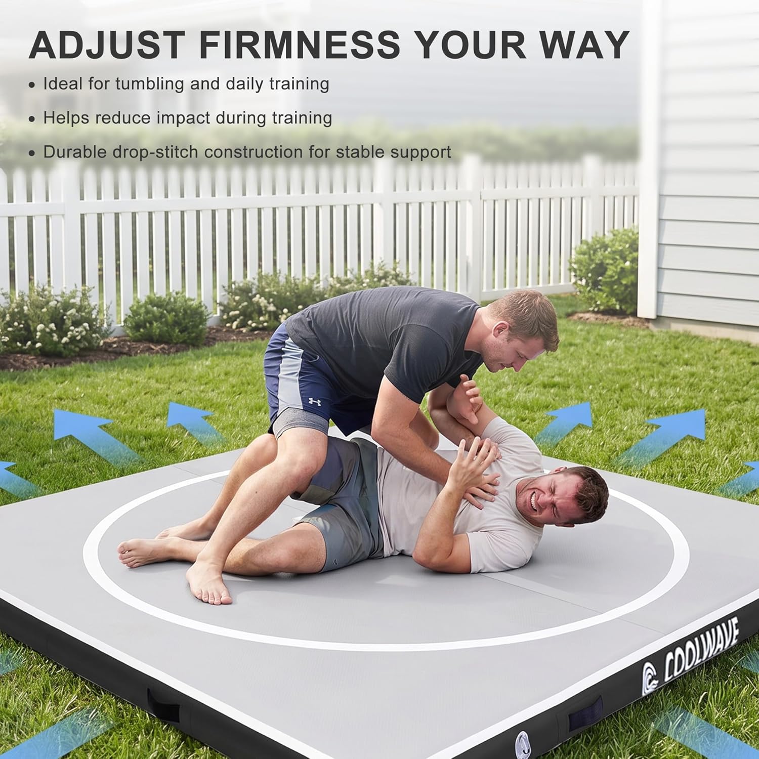 COOLWAVE Inflatable Wrestling Mat and Jiu Jitsu Mats for Home Gym or Outdoor Training, Great for BBJ, MMA, Martial Art, Grappling, Judo, Boxing, Yoga and More with Soft Landings and Good Bounce - Image 5