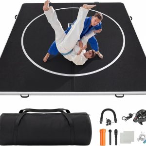 Inflatable Wrestling Mat 10FT - 13FT x 4IN, PVC Portable Wrestling Mats for Home, 4 Thick Jiu Jitsu Mats with Circles for Wrestling, Martial Arts, Jitsu, BJJ, Boxing, MMA, Judo Indoor Outdoor Use - 1