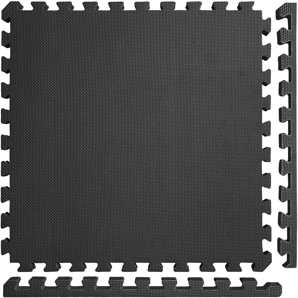 Meister X-Thick 1.5 Interlocking EVA Foam Mats - BK - 10 Tiles (40 Sqft) - Extra-thick 2X cushioning w- anti-slip grip. 2' x 2' puzzle mats for wrestling, MMA, gymnastics, home gyms and play areas - 1