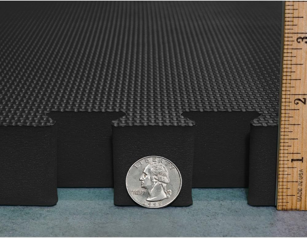 Meister X-Thick 1.5" Interlocking EVA Foam Mats - BK - 10 Tiles (40 Sqft) | Extra-thick 2X cushioning w/ anti-slip grip. 2' x 2' puzzle mats for wrestling, MMA, gymnastics, home gyms and play areas - Image 4