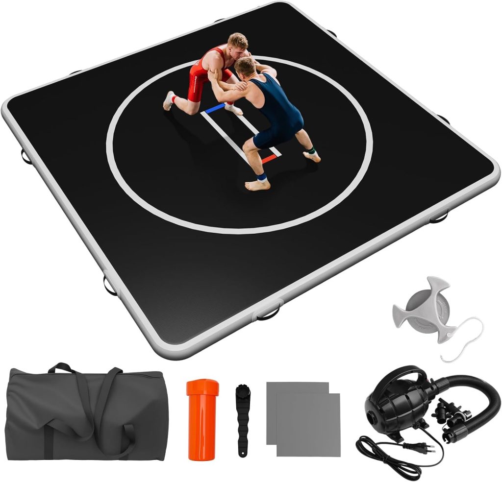 Wrestling Mat – Foam or Inflatable Wrestling Mats for Home, Jiu Jitsu Mats Kids, Thick Training Exercise Mats for BJJ, Gymnastics, Judo, Martial Arts, Boxing, Yoga