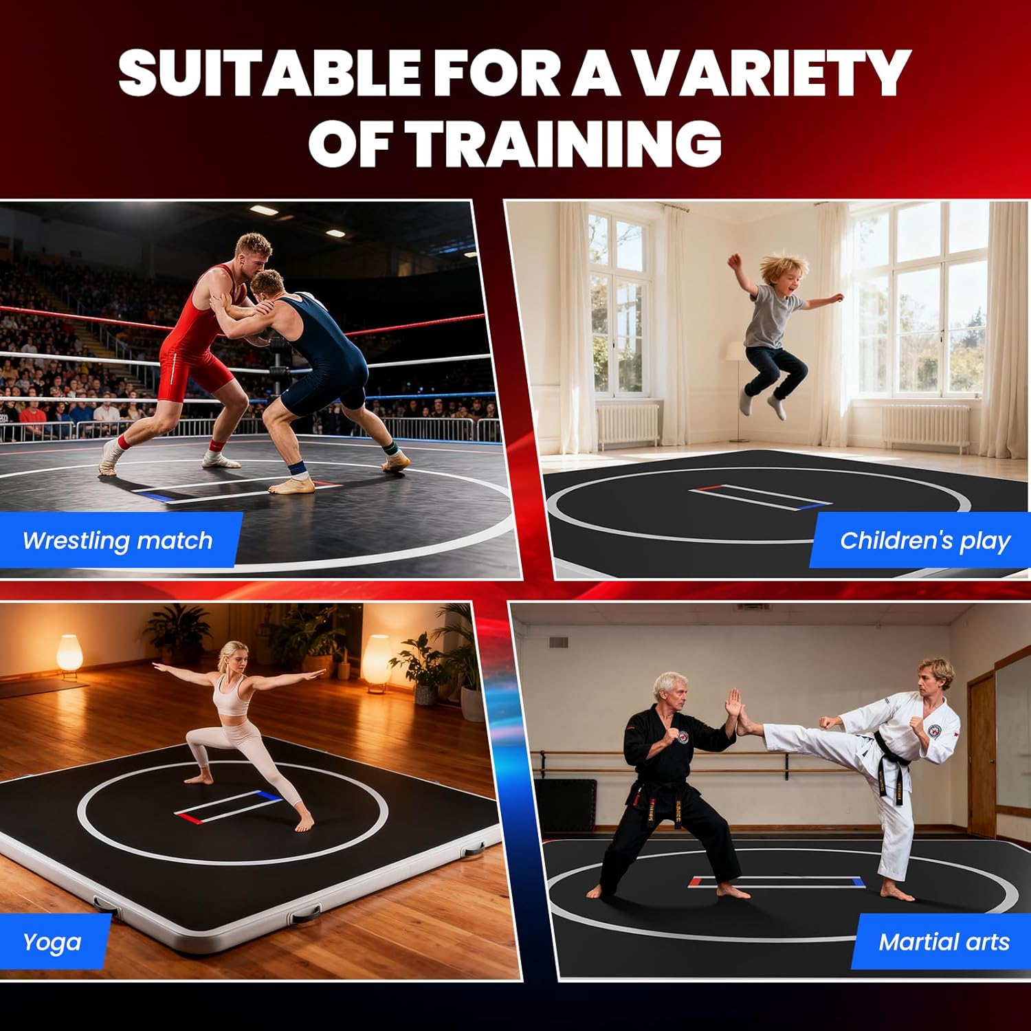 Wrestling Mat - Foam or Inflatable Wrestling Mats for Home, Jiu Jitsu Mats Kids, Thick Training Exercise Mats for BJJ, Gymnastics, Judo, Martial Arts, Boxing, Yoga - Image 8