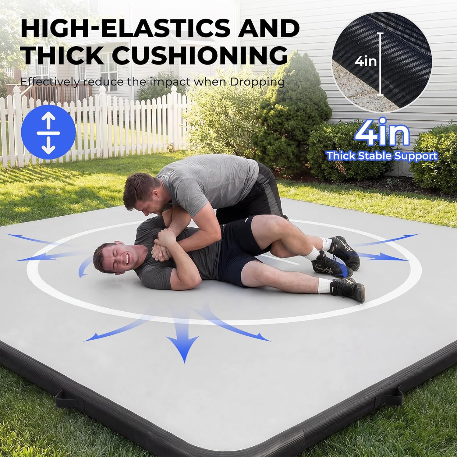 Wrestling Mat Inflatable 10x10 FT Flodable Jiu Jitsu Mats Portable 4” for Home Training, BJJ, MMA, Grappling, Judo, Martial Art, Boxing Indoor Outdoor - Image 2
