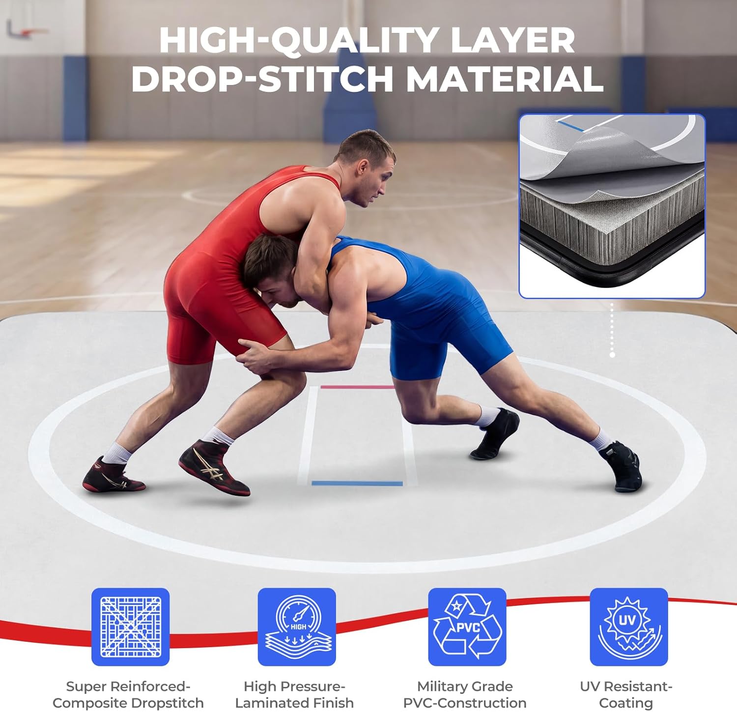 Wrestling Mat Inflatable 10x10 FT Flodable Jiu Jitsu Mats Portable 4” for Home Training, BJJ, MMA, Grappling, Judo, Martial Art, Boxing Indoor Outdoor - Image 3